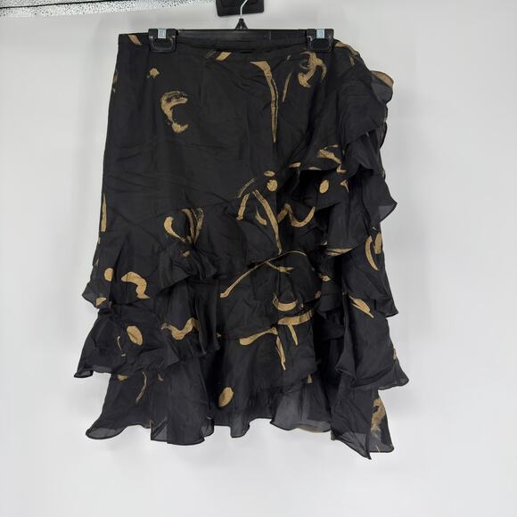 Lauren Ralph Lauren Silk Blouse & Skirt Set - Gold Accents 12/14 - Picture 3 of 8